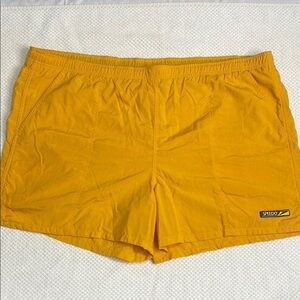 Speedo Shorts Mens X-Large Yellow Lined Surf Swim Outdoors Logo Casual Stretch